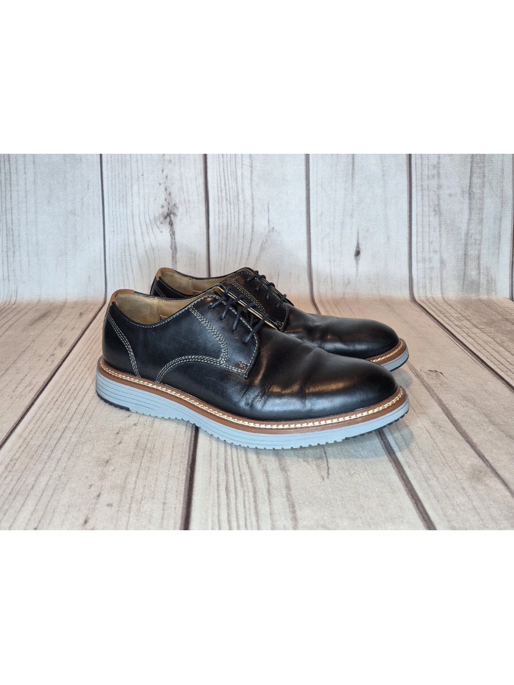 Johnston & Murphy 20-3521 Upton Men's Size 10.5 M Black Leather Lace-up Shoes